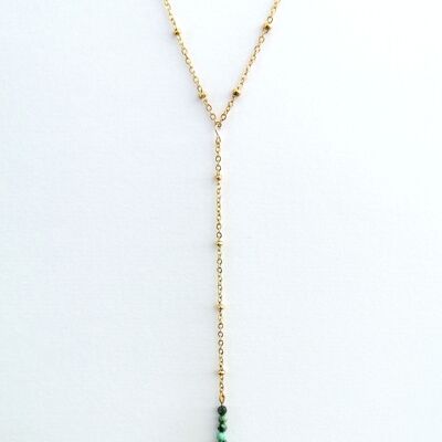 Y-shaped necklace in gold-plated stainless steel and natural African Turquoise stones - Eclat de Turquoise