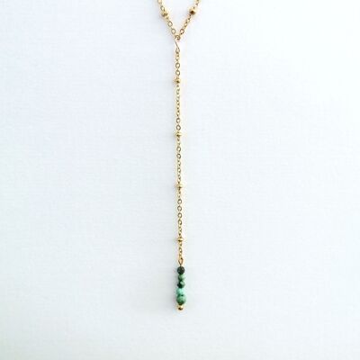 Y-shaped necklace in gold-plated stainless steel and natural African Turquoise stones - Eclat de Turquoise
