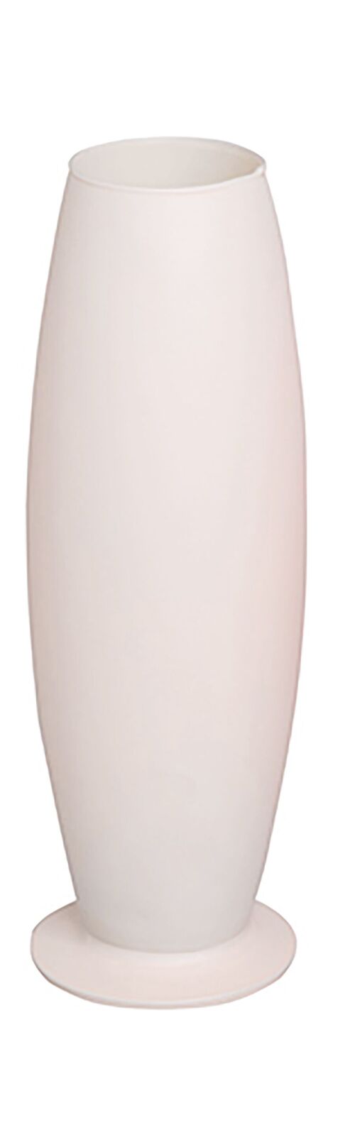 Modern glass vase in white. Origin: Spain Dimension: 7x10x30cm EE-005B