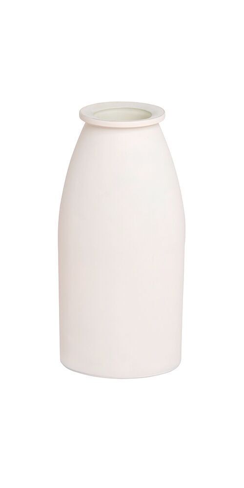 Modern glass vase in white. Origin: Spain Dimension: 10x16x33cm EE-014W