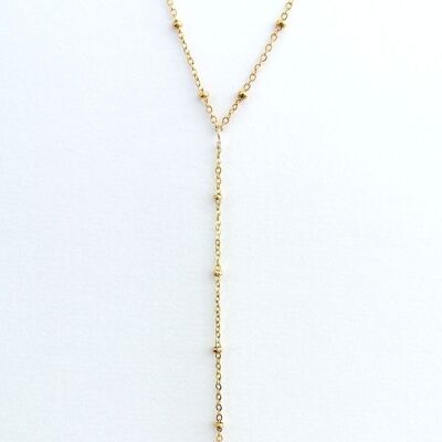 Y-shaped necklace in gold-plated stainless steel and natural stones Sunstones - Eclat de soleil