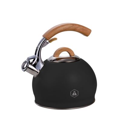 LAGUIOLE, Black Whistling Kettle, Wooden Handle, For all types of heat, 3 L