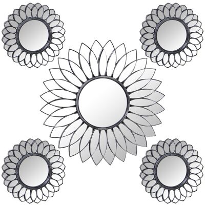 SET 5 APPLIQUES MÉLAMINE MIROIR ARGENT 1X°55CM + 4X°25CM ST23302