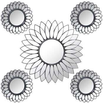 SET 5 APPLIQUES MÉLAMINE MIROIR ARGENT 1X°55CM + 4X°25CM ST23302 1