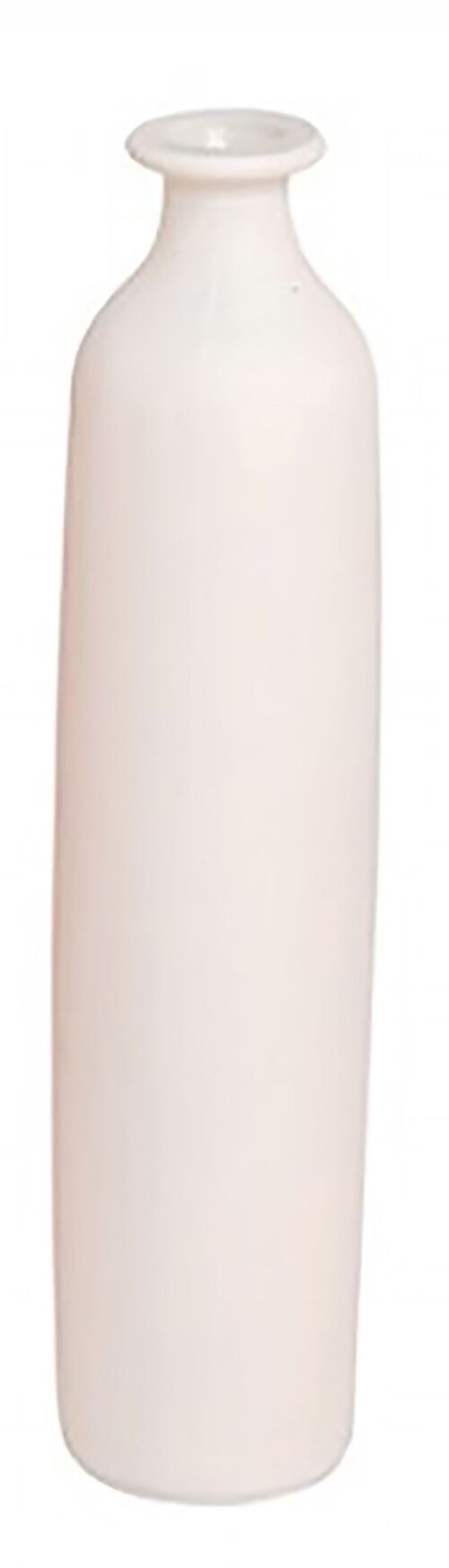 Modern glass vase in white. Origin: Spain Dimension: 5x25cm EE-013W