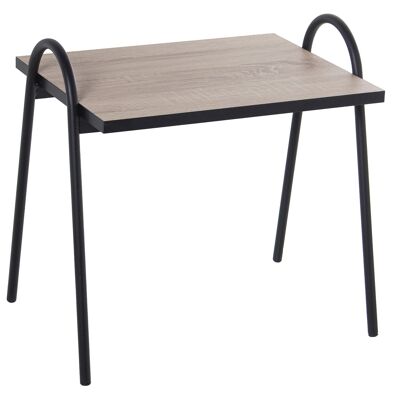 SET 3 AUX TABLES. BLACK LEGS ON OAK _38X48X41CM EACH TABLE ST72254