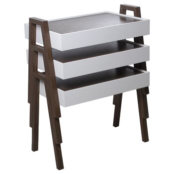 ENSEMBLE DE 3 TABLES AUXILIAIRES RECTANG EN BOIS. NOYER/BLANC, DM+NOYER _56X35X44CM, PLANCHE:50X35CM ST72211 4