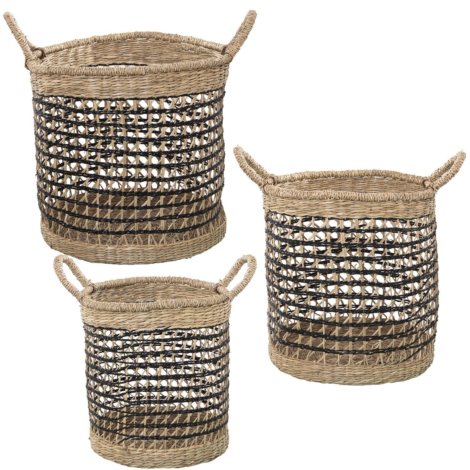 Set of 3 sea grass baskets 36x35, 43 and 33x33, 41 and 26x30, 38 st75965