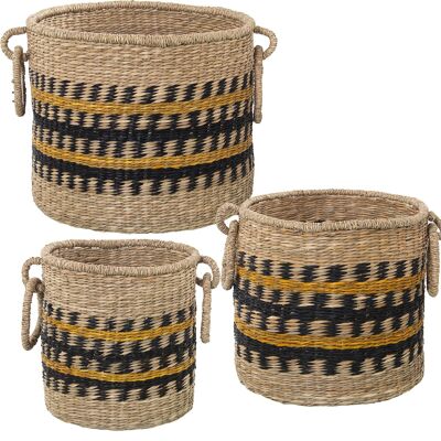 SET 3 SEA GRASS BASKETS _°38X31+°33X29+°27X26CM ST75966