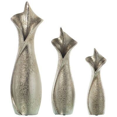 SET 3 SILVER CERAMIC VASES _14X11X48+12X9X38+9X8X28CM ST60269