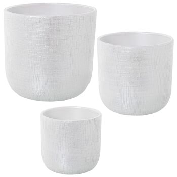 LOT DE 3 JARDINIÈRES CÉRAMIQUE BLANCHE °30X28CM+°25X24CM+°20X19CMCM ST60829 1