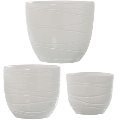 SET 3 MACETEROS CERÁMICA BLANCO BRILLO °20X18CM+°25X23CM+°30X28CM ST59553