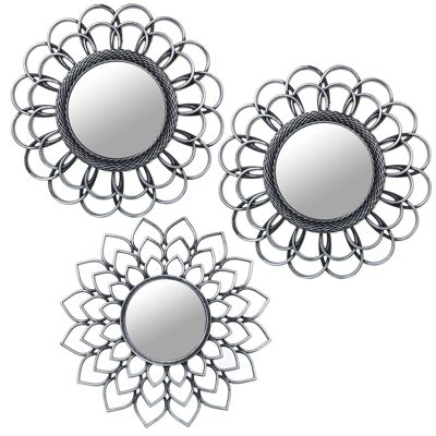 SET 3 APPLIQUES MÉLAMINE A/MIROIR ARGENT _°25CM ST23286