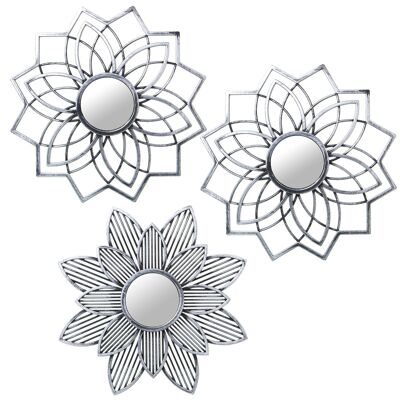 SET 3 APPLIQUES MÉLAMINE A/MIROIR ARGENT _°25CM ST23289