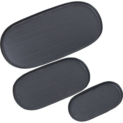 SET 3 BANDEJAS ALUMINIO TALLADO NEGRO _21X11+30X15+40X20X1,5CM ST74184