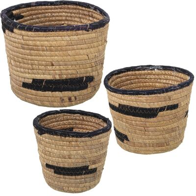 SET 3 PANIERS EN HERBE MARINE _°25X19+°21X17+°18X16CM ST75949