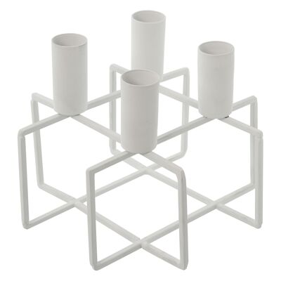 4 WHITE METAL CANDLE HOLDER, CANDLE HOLDER: ø2.3X4.7CM _16X16X12.5CM METAL: IRON ST60916