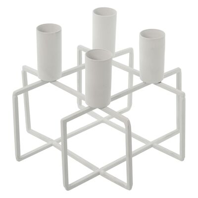 SOPORTE 4 VELAS METAL BLANCO,PORTAVELA: ø2,3X4,7CM _16X16X12,5CM METAL:HIERRO ST60916