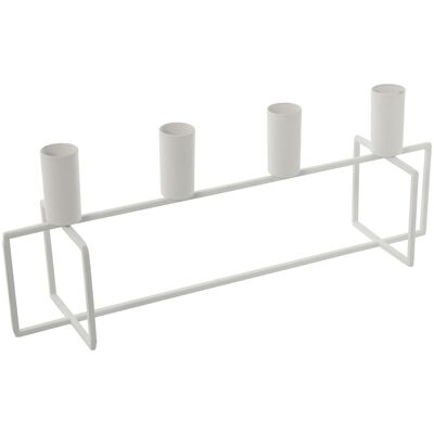 4 WHITE METAL CANDLE HOLDER, CANDLE HOLDER: ø2.3X4.7CM 33X8X12.5CM, METAL: IRON ST60915