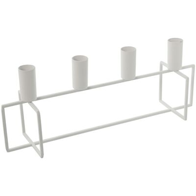 4 PORTACANDELE IN METALLO BIANCO, PORTACANDELE: ø2.3X4.7CM 33X8X12.5CM, METALLO: FERRO ST60915