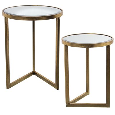 SET OF 2 GOLDEN METAL AND MIRROR TABLES °42X54CM+°36X48 ST71787