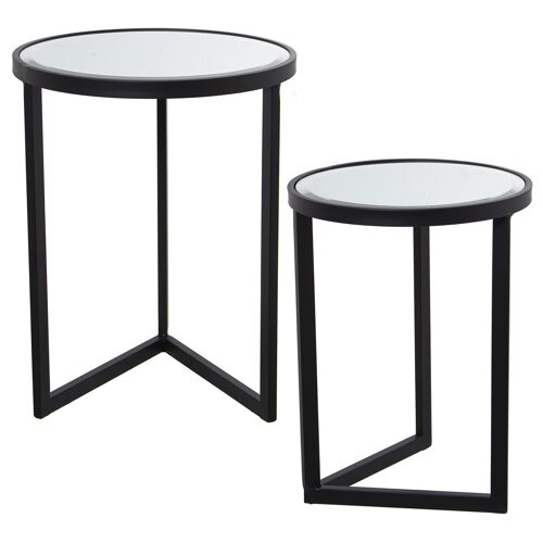 SET 2 MESAS METAL NEGRO Y ESPEJO °42X54CM+°36X48CM ST71789