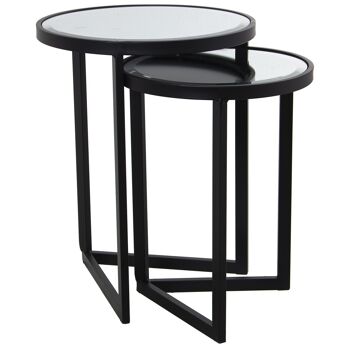 SET 2 TABLES MÉTAL NOIR ET MIROIR °42X54CM+°36X48CM ST71789 4