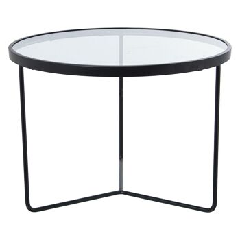 SET 2 TABLES MÉTAL/VERRE NOIR _°60X45+°45X38CM ST71918 2