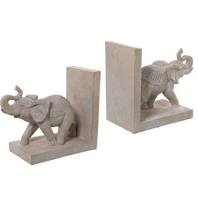 LOT DE 2 SERRE-LIVRES ÉLÉPHANT BLANC 36X10X15CM ST50412