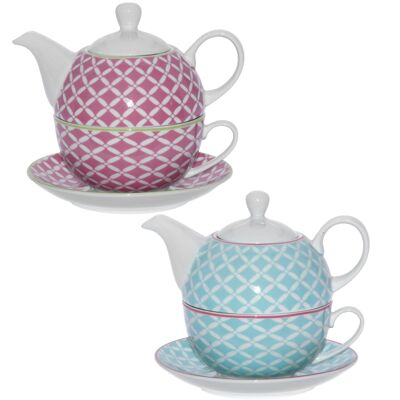 SET 2 TETERA+TAZA+PLATO PORCELANA, TETERA:420ML TAZA:250ML _TETERA:°11X12CM, TAZA:°11X5CM ST9087