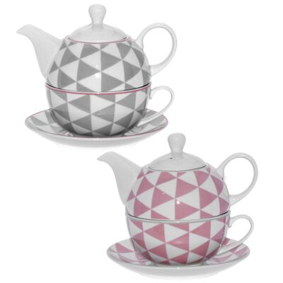 SET 2 TEIERE IN PORCELLANA+TAZZA+PIATTO, TEIERA:420ML TAZZA:250ML _TEIERA:°11X12CM, TAZZA:°11X5CM ST9093