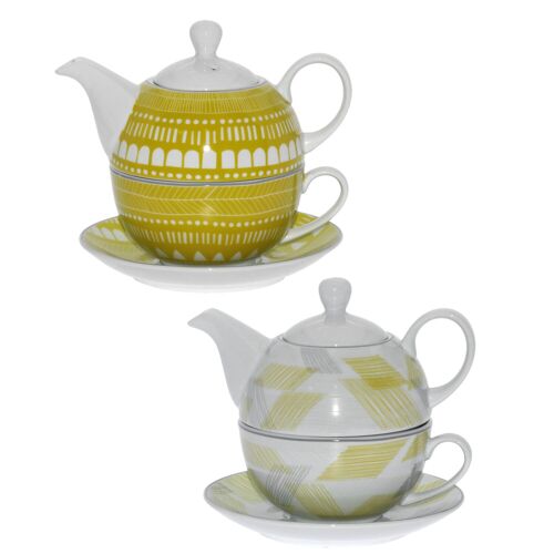 SET 2 TETERA+TAZA+PLATO PORCELANA, TETERA:420ML TAZA:250ML _TETERA:°11X12CM, TAZA:°11X5CM ST9111