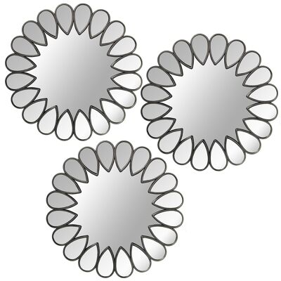 SET 3 APPLIQUES MIROIR MÉLAMINE ARGENT _°25CM ST23126