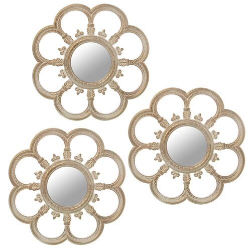 SET 3 APLIQUES MELAMINA C/ESPEJO BLANCO _°25CM INT:°9CM ST23220