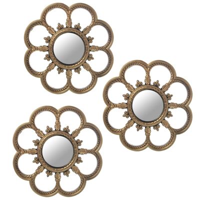 SET 3 APPLIQUES MÉLAMINE A/MIROIR DORÉ _°25CM INT:°9CM ST23219