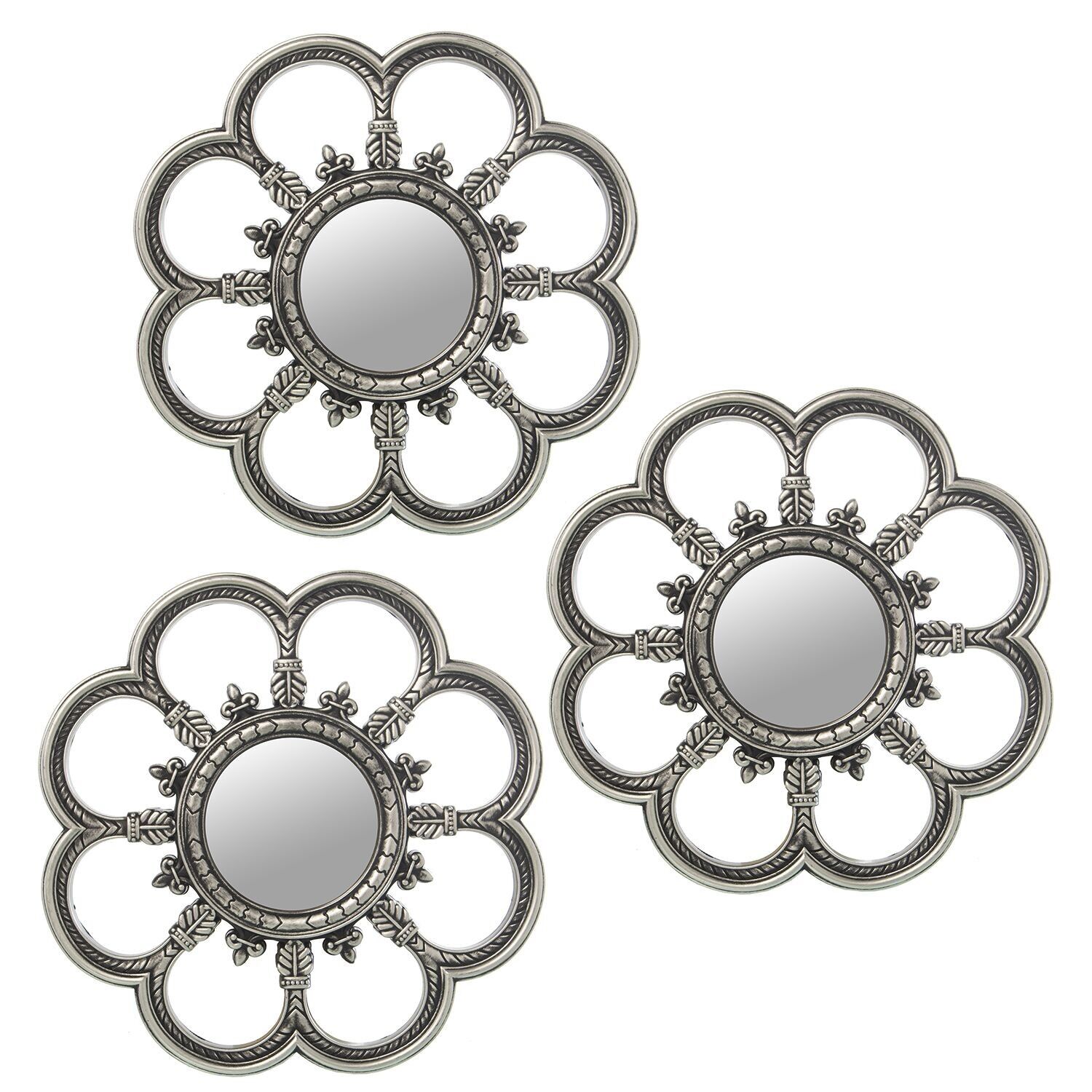 Set aus 3 Melamin-Wandleuchten mit silbernem Spiegel, 25 cm, Innenmaß: 9 cm, Artikelnummer: st23218