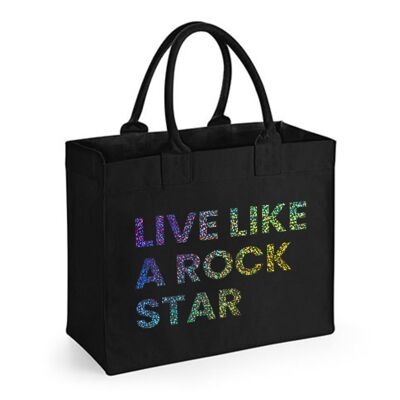 Bolso Natural Cuadrado Rockstar Glitter Foil