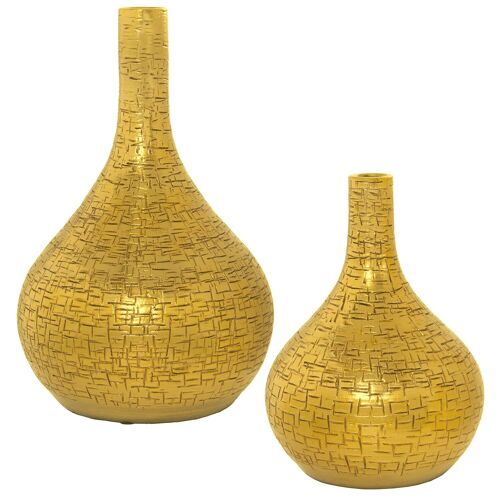 SET 2 JARRONES CERÁMICA DORADO °20X32+°24X42CM ST60327