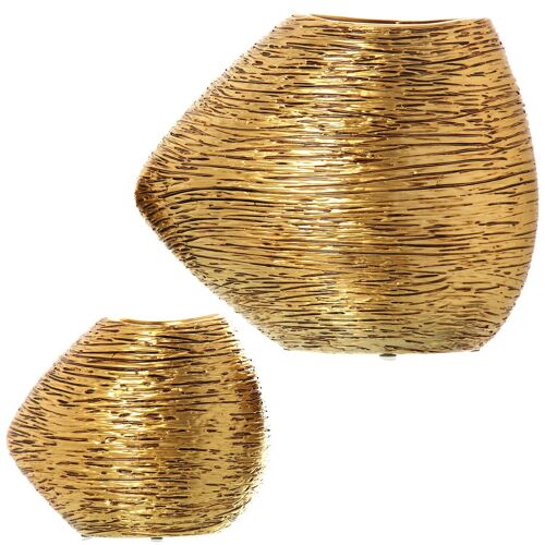 SET 2 JARRONES CERÁMICA ORO _34X17X29 + 22X11,5X19CM ST57416