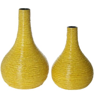 SET 2 VASI CERAMICA TERRACOTTA GIALLI _DIAM.26X40+DIAM.22X30CM ST54654