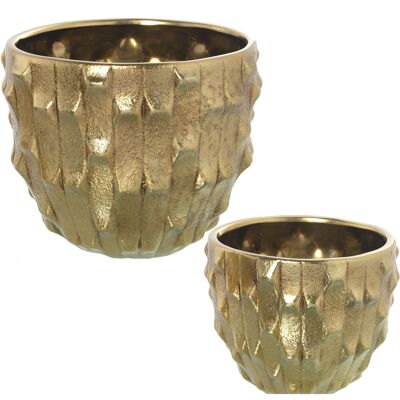 SET 2 GOLD CERAMIC PLANTER POTS °28X23+°21X18CM ST60297