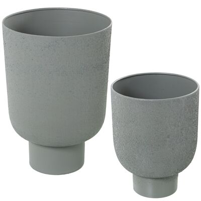 SET 2 PFLANZTÖPFE AUS GRAUEM METALL _°28X39+°23X32CM ST60963