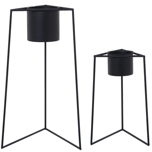 SET 2 MACETEROS METAL NEGRO _25X22X50+34X29X60CM ST71898