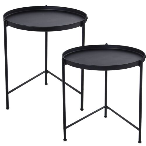 SET 2 MESAS AUXILIARES METAL NEGRO _°55X58+°55X50CM ST71897