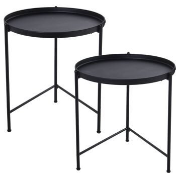 JEU 2 TABLES AUXILIAIRES MÉTAL NOIR _°55X58+°55X50CM ST71897 1