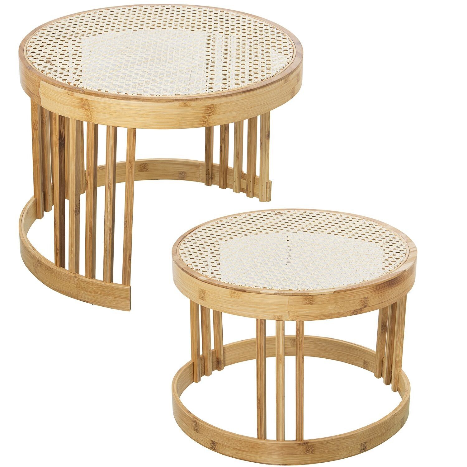 Set aus 2 Beistelltischen aus Rattan und Bambus, 55x42 und 49x36cm, ST75952