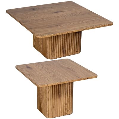 SET 2 TABLES BASSES EN BOIS, COULEUR CHÊNE +91204+91205+91206 _80X80X36+60X60X42CM, DM+PAPIER ST83676