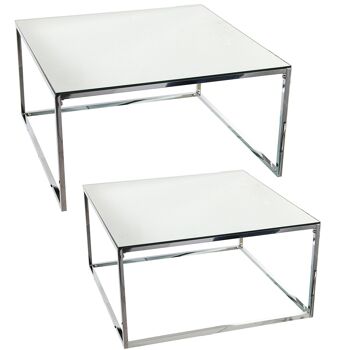 SET 2 TABLES BASSES MÉTAL/MIROIR, MIROIR: 5MM 75X75X40CM+65X65X35CM ST84273 7