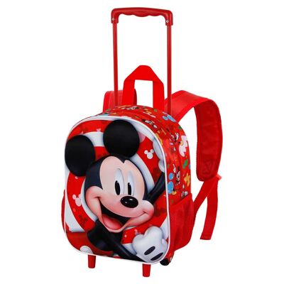 Disney Mickey Mouse Twirl-3D Backpack with Small Wheels, Red