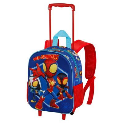 Marvel Spiderman Spinners-3D Backpack with Small Wheels, Blue